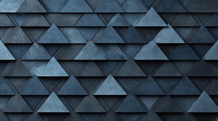 Obraz premium Dark Gray Abstract Geometric Background: 3D Rendered Triangular Texture for Modern Wallpaper, Cover Design, No People​ 