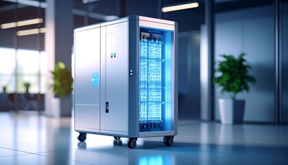 Modern server equipment in a data center environment showcasing innovative technology