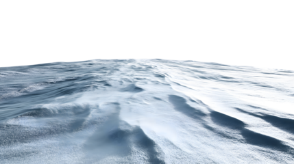  vast expanse of textured snow field isolated on white background