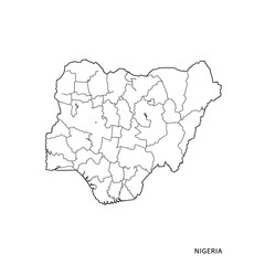 Nigeria administrative states map outline