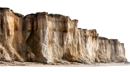 Erosion cliffs and sand, the coastal landscape isolated on white background