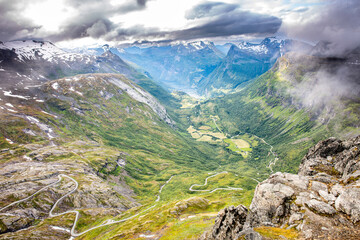 View from the top of Dalsnibba towards Geiranger and Trollstigen