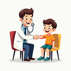 Friendly Doctor Examining Happy Child