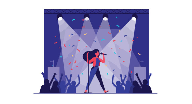 Female Singer Performing Live on Stage at Concert