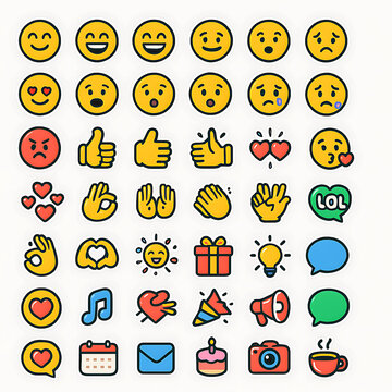 set of icons for web design imoji