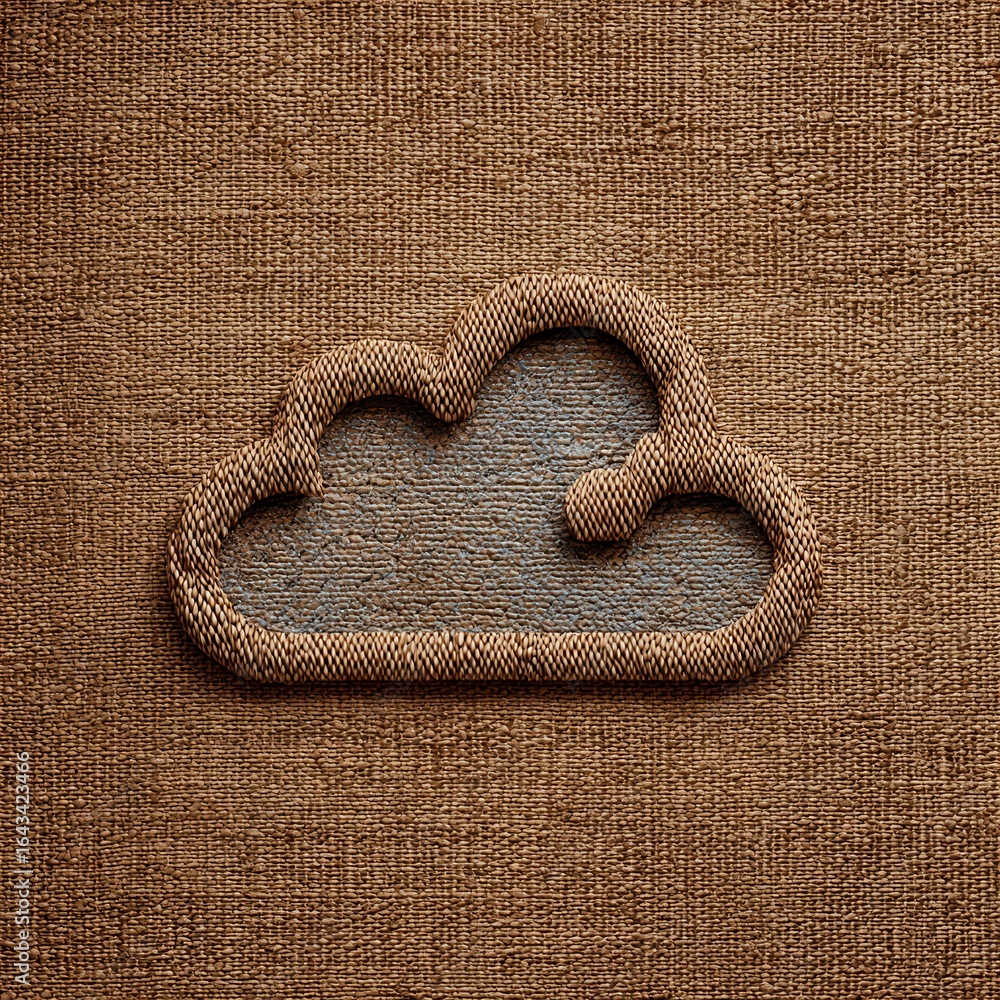 Poster textured woven cloud design on rustic brown background creating a warm, cozy atmosphere for creative