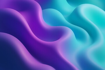 Obraz premium Abstract swirling waves of vibrant purple and teal hues, creating a smooth, flowing, three-dimensional texture.