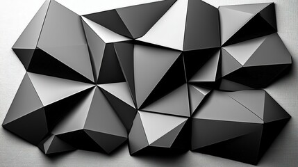 Fototapeta premium Dark Gray Abstract Geometric Background: 3D Rendered Triangular Texture for Modern Wallpaper, Cover Design, No People​ 