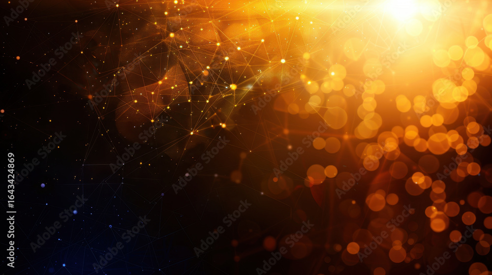 Poster bright abstract background featuring glowing particles and light effects, creating sense of depth an