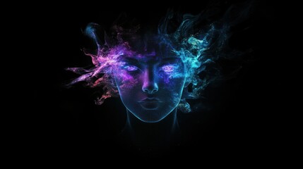 Ethereal Woman Emerging from Colorful Nebula