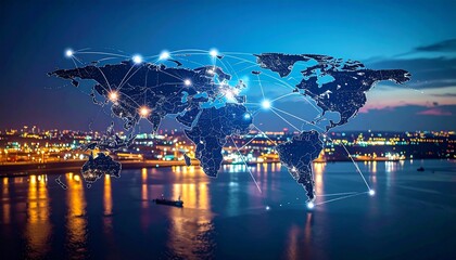 Global Network Connectivity with a World Map Overlay