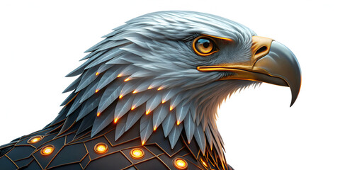 Cyber eagle isolated on transparent background  