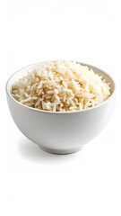 Bowl of cooked white rice isolated on a clean background