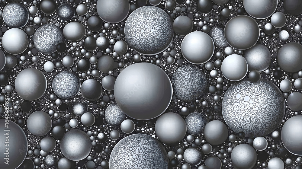 Poster a captivating array of spheres in varying sizes and textures creates a mesmerizing abstract composit