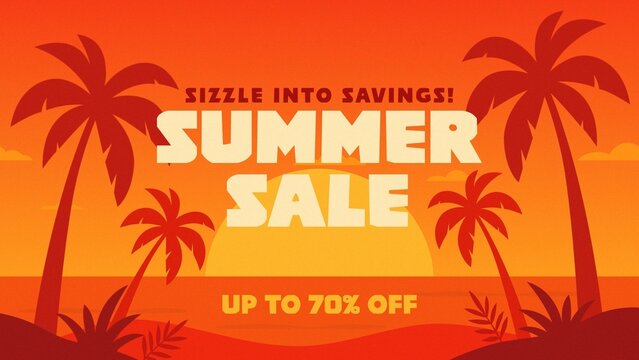 Palm Tree Sunset Summer Sale Promotion Intro