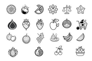 "Fruit Icon Set with Outline and Minimal Style – Vector Illustration"

