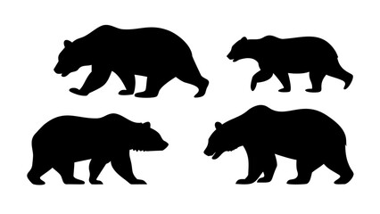 Black bear silhouettes in various poses animal wildlife