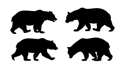 Black bear silhouettes in various poses animal wildlife