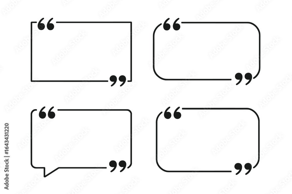 Aufkleber vector speech bubble quote boxes isolated on white background. quotation frame border set for commen