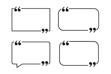 Vector speech bubble quote boxes isolated on white background. Quotation frame border set for comments, testimonials, messages, feedback, presentation, social media, dialog box design elements