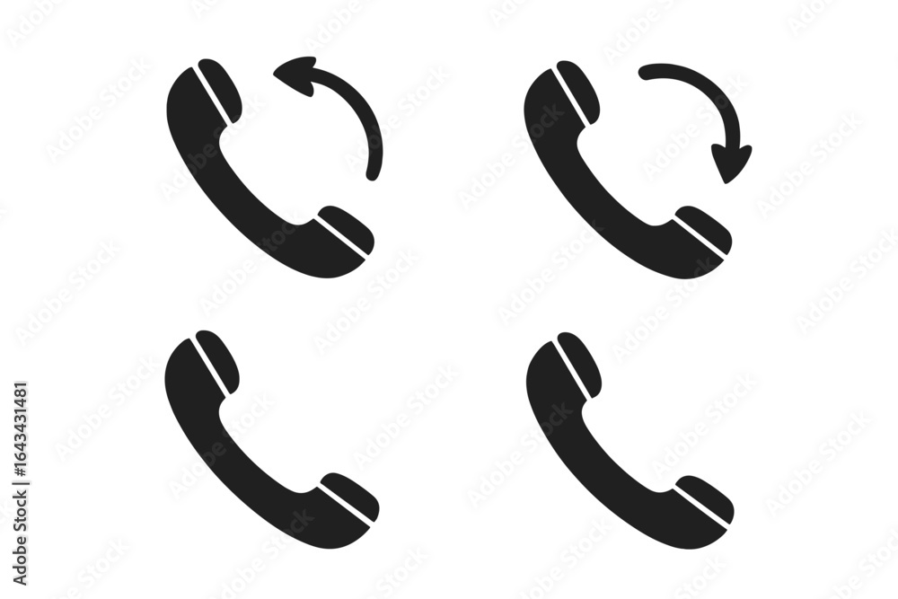 Poster telephone handset rotation icons set for mobile app and web design. vector illustration isolated on 