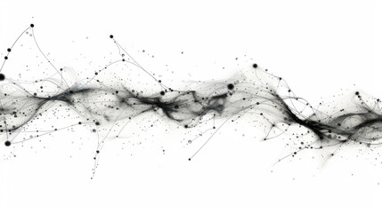 Abstract digital art features flowing lines and dots, creating sense of movement and depth. monochromatic color scheme enhances visual impact, evoking feeling of modernity and sophistication