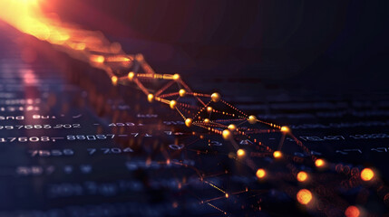 Digital network visualization with glowing nodes and connections, representing data flow and technology. image conveys sense of innovation and connectivity in modern digital landscape
