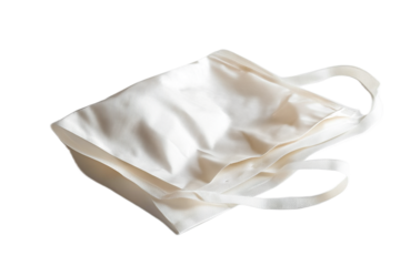 White textile shopping bag, reusable and ecofriendly, isolated on transparent background