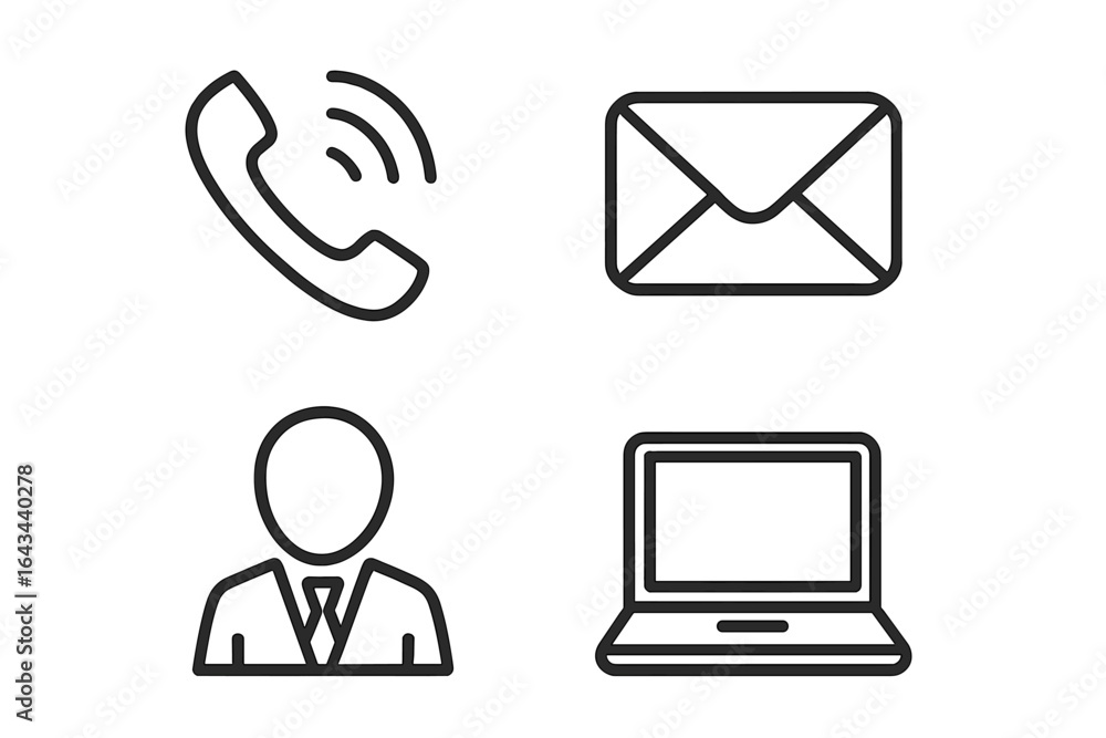 Poster business communication and office icon set. linear outline symbols for web and mobile. vector icons 