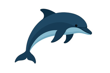 Fototapeta premium Jumping dolphin vector illustration. Marine life, ocean wildlife concept. Aquatic sea creature. Symbol of intelligence, grace, and freedom. Isolated bottlenose mammal.