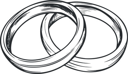 Illustration of two intertwined wedding rings symbolizing love, marriage, and commitment.