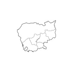 Fototapeta premium Outline map of Cambodia with provinces