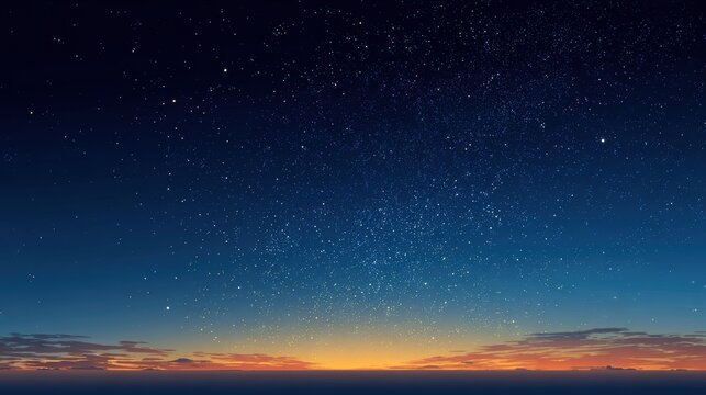 Vibrant photo of vast starry night sky over a fading horizon.
