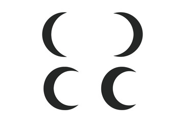 Obraz premium Simple monochrome crescent moon shapes for astrology and spiritual design. Mystical cosmic lunar phase vector icon set. Esoteric silhouette graphic element collection.