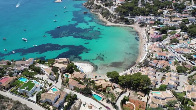 Aerial views of Moraira. Drone video Alicante, Spain