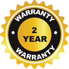 2 Year Warranty Gold and Black Badge