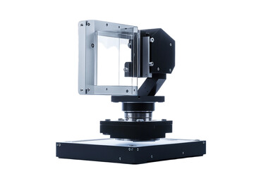 Sophisticated scientific apparatus with precise movement features on transparent background
