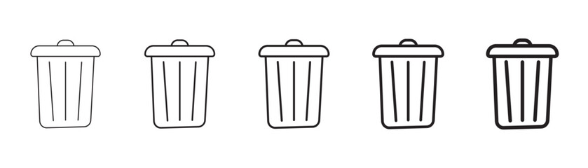 trash bin icon. Bin Editable line icon set for apps and websites.
