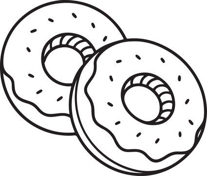 candy donuts line art, coloring book page line art drawing, vector and illustration