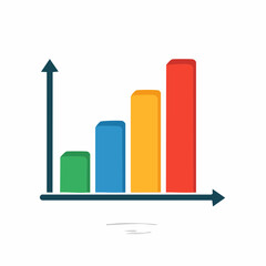 Colorful bar graph illustrating upward trend with arrow and axis