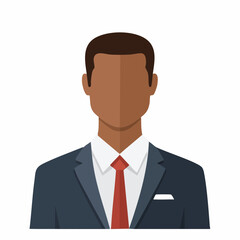 Illustrated professional man with dark skin wearing a business suit and red tie user avatar icon