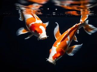 Koi Fish Swimming Underwater