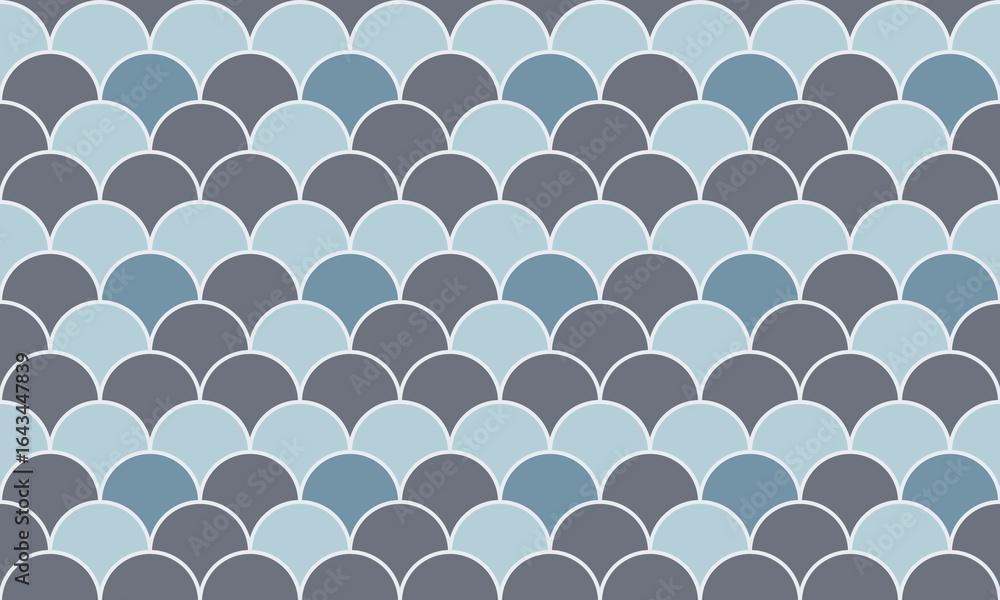Poster serene geometric pattern featuring overlapping scales in calming blue and gray tones. perfect for te