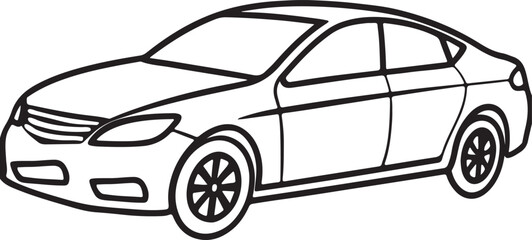 Naklejka premium high speed car line art, coloring book page line art drawing, vector and illustration