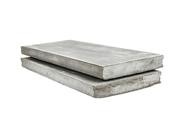 Stacked weathered concrete paving slabs for urban design on transparent background