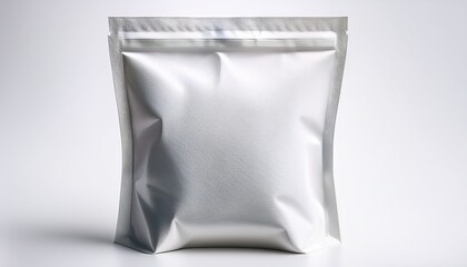 blank white pouch isolated on a white background minimal design pet polyethylene terephthalate