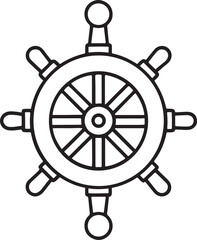 Obraz premium ship steering line art, coloring book page line art drawing, vector and illustration