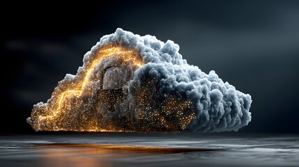 Cloud computing security concept with padlock and glowing particles for data protection tech