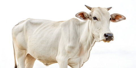 Indian white cow isolated on transparent background  
