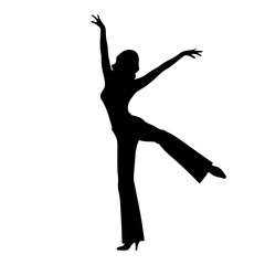Expressive Silhouette of Woman in Trousers and Heels Mid-Dance, Capturing Joy, Fluidity, and Artistic Movement